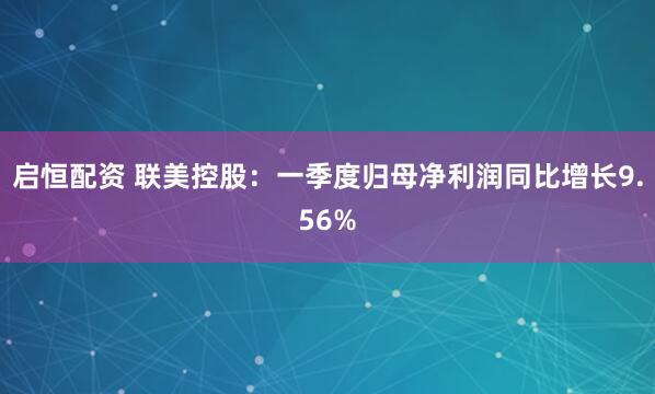 启恒配资 联美控股：一季度归母净利润同比增长9.56%